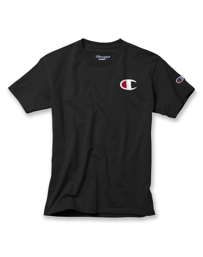 Champion Boys T-Shirt NZ - Cotton Big C Logo Black ( 3729-WCFHG )